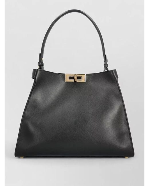 Fendi Black Structured Tote Bag Top Handle Hardware