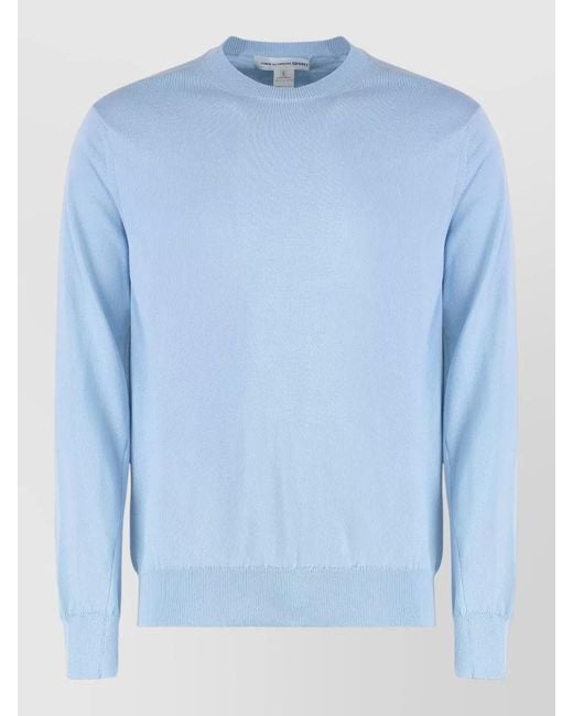 Comme des Garçons Blue Cotton Blend Crew Neck Knit Sweater for men