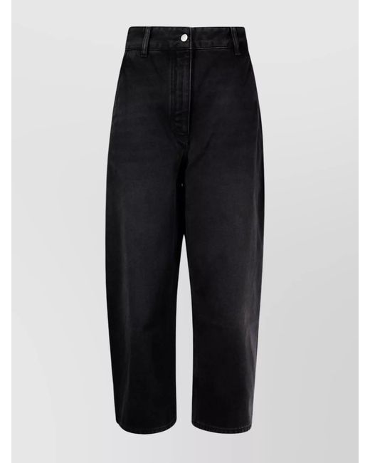 Studio Nicholson Black Denim Wide Leg Cropped Trousers
