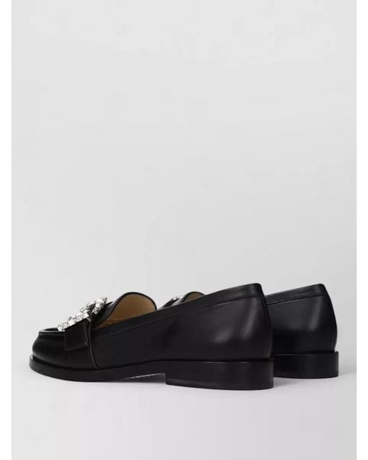 Jimmy Choo Black Leather Slip-On Loafers