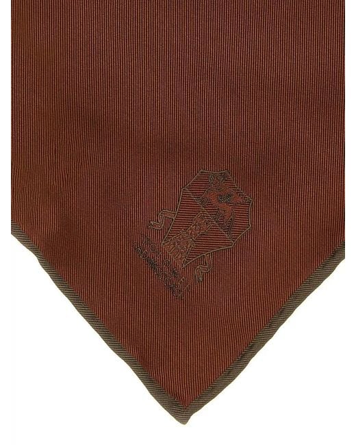 Brunello Cucinelli Brown Double Face Silk Square Clutch Scarf for men