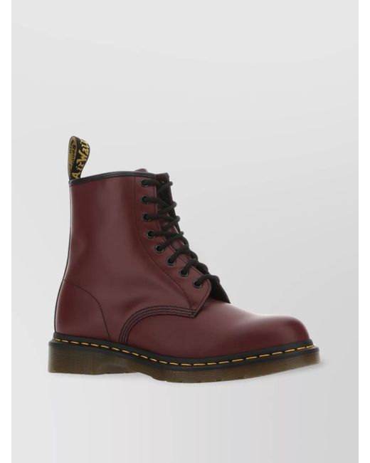 Dr. Martens Purple Leather Lace-Up Ankle Boots