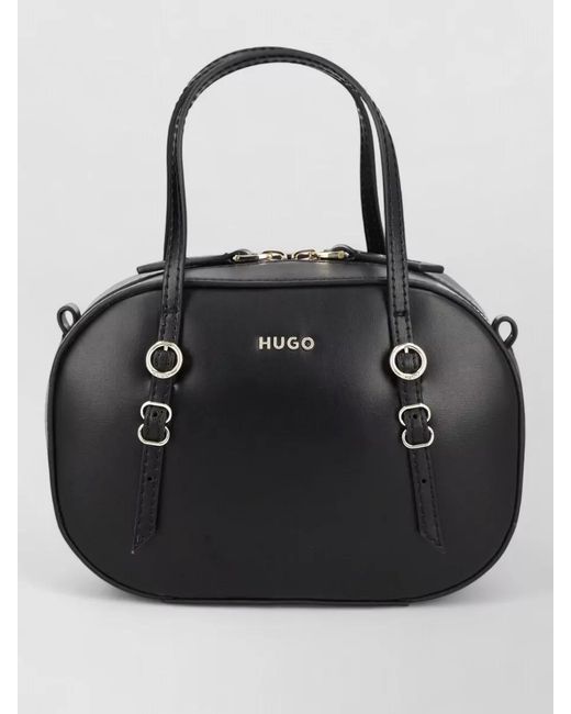HUGO Black Oval Shoulder Bag Top Handle Straps