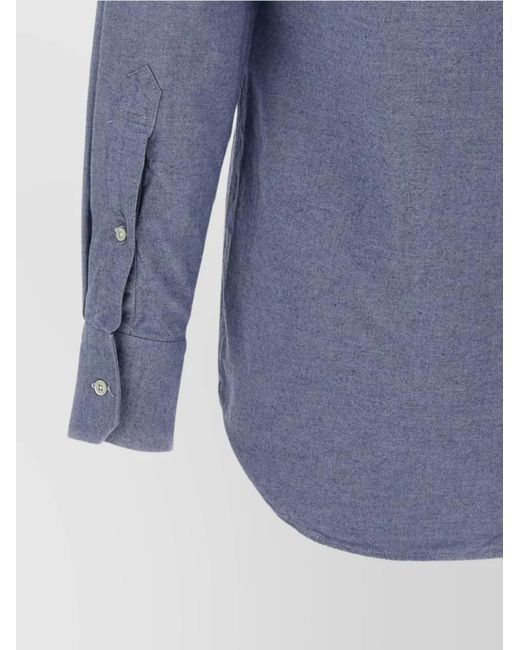Thom Browne Blue Cotton Straight-Fit Long-Sleeve Shirt for men