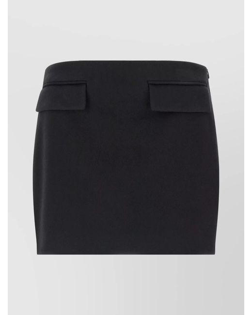 Ferragamo Black Cashmere Wool Fitted Skirt