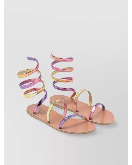 Ancient Greek Sandals Pink Multicoloured Spiral Strap Sandals