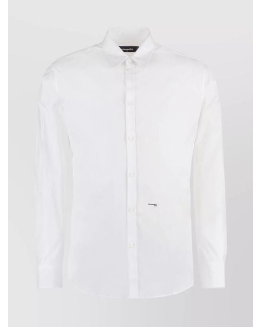 DSquared² White Relaxed-Fit Stretch-Cotton Shirt for men