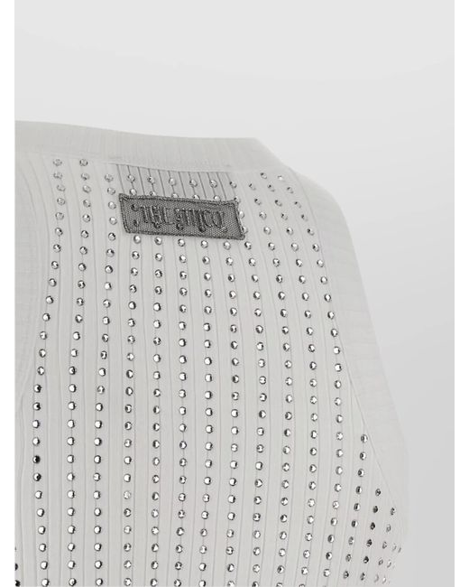 The Attico White Rhinestone Tank Top