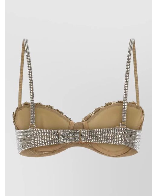 GIUSEPPE DI MORABITO Gray Stretch Nylon Bra Adjustable Embellished Straps