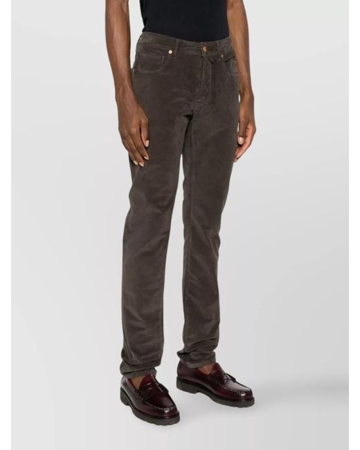 Incotex Gray Straight-Leg Trousers for men