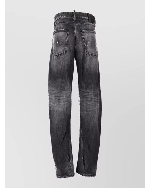 DSquared² Gray Trousers Five Pockets Belt Loops Distressed