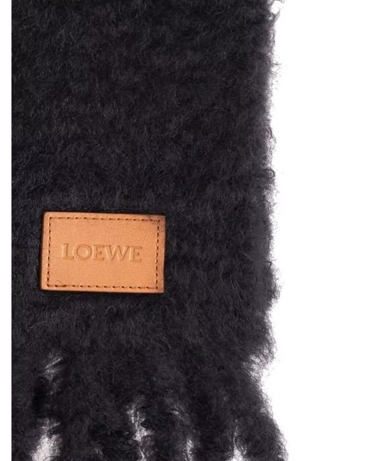 Loewe Black Brushed Wool Scarf
