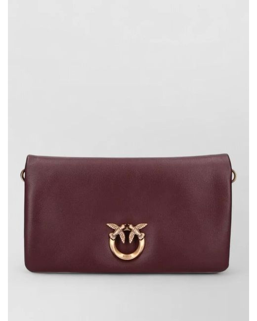 Pinko Purple Clutch Bag Detachable Strap Tone Hardware