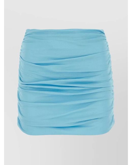 Tory Burch Blue Gathered High-Rise Viscose Jersey Mini Skirt