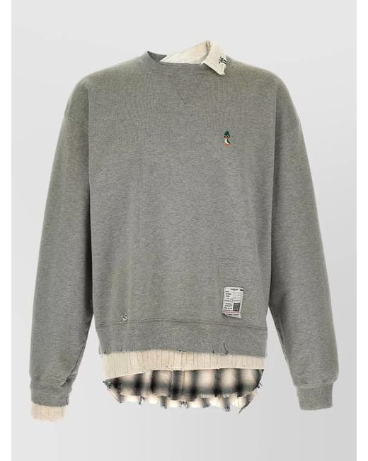 Maison Mihara Yasuhiro Gray Triple Layer Crew Neck Sweatshirt Design for men