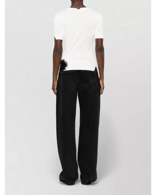 Ermanno Scervino White Embroidered Appliqué Short-Sleeve T-Shirt