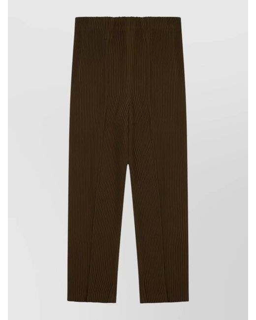Homme Plissé Issey Miyake Green Straight Leg Pleated Tailored Pants for men