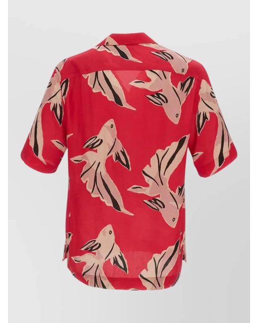 Paul Smith Red Relaxed Fit Shirt Bold Print Short Sleeves for men