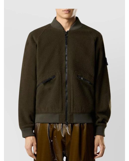 Stone Island Ribbed Cuff Bomber Jacket With Raglan Sleeves in