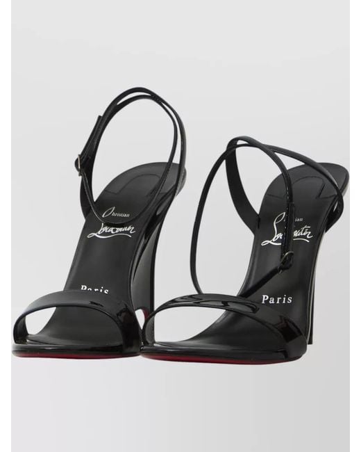 Christian Louboutin Black Zeezeenella 100 Slingback Wedge Mules Patent
