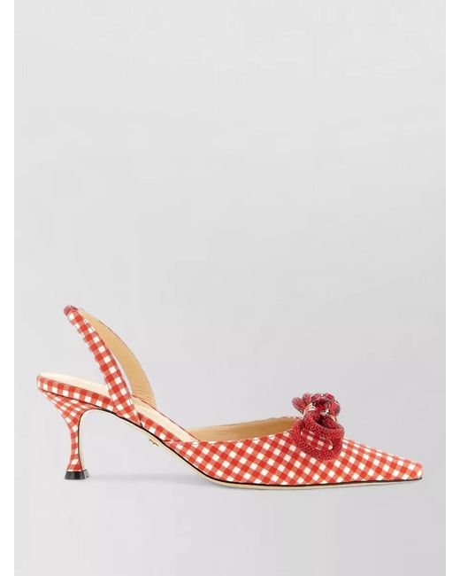 Mach & Mach Red Cotton Double Bow Slingback Pumps