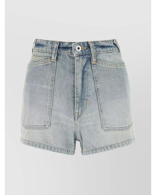 KENZO Blue Denim High-Rise Thigh-Length Shorts