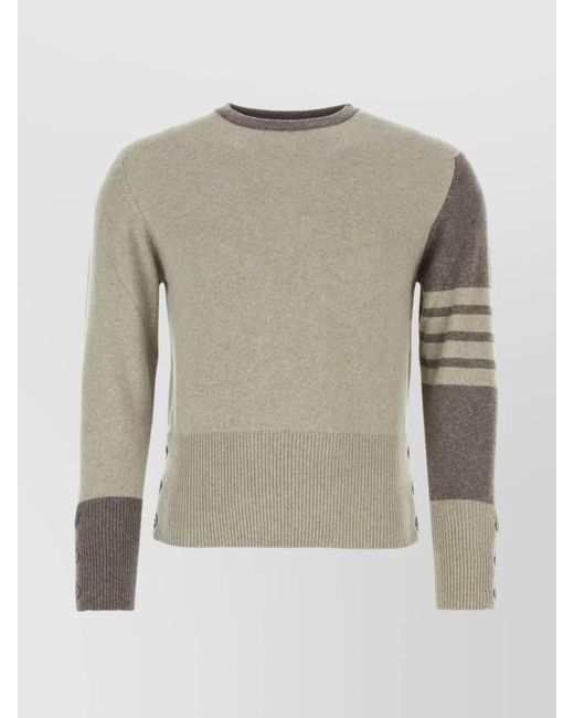 Thom Browne Natural Cashmere Slim-Fit Ribbed Crew-Neck Sweater for men