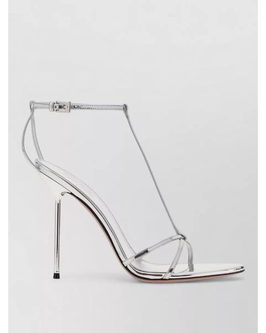 Paris Texas White Lidia Leather T Strap Ankle Sandals