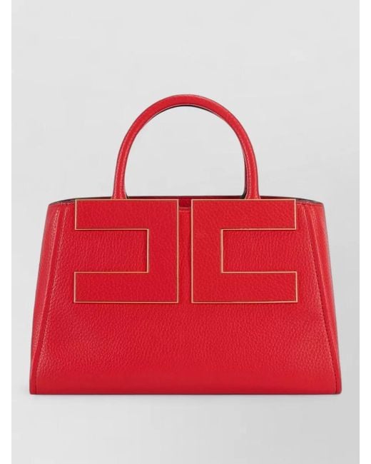 Elisabetta Franchi Red Leather-Effect Tote Bag
