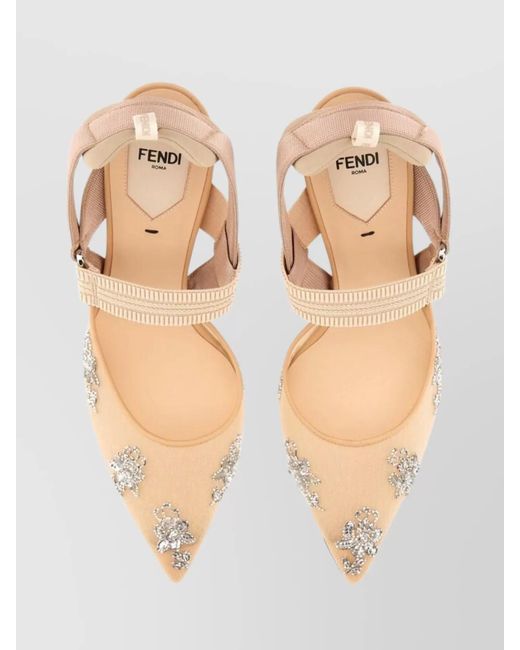 Fendi Natural Hummingbird Lite Mesh Embellished Pumps