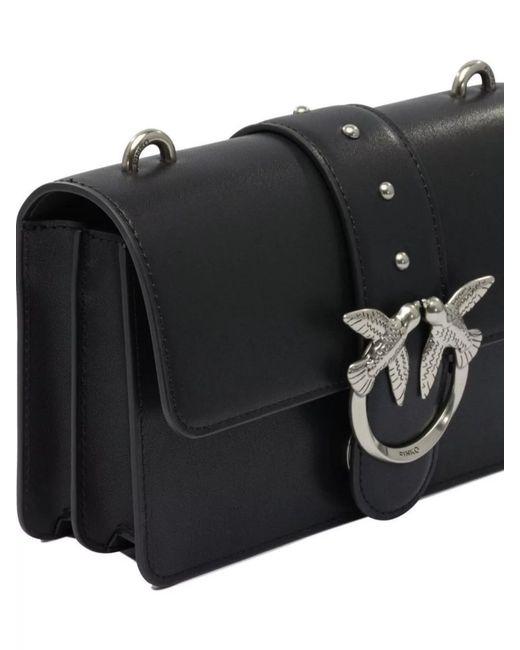 Pinko Black Love Bag One Small Leather Shoulder Bag