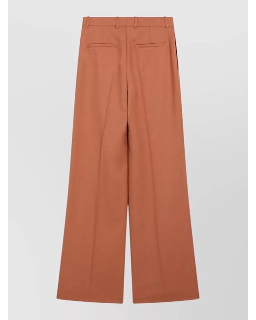 Chloé Brown Cotton High-Rise Flared Suit Trousers