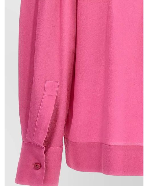 Nude Pink Silk Blouse Long Sleeves V Neck