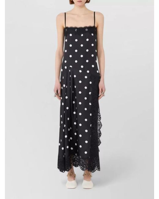 Sportmax Multicolor Long Dress Straight Neckline Lace Polka Dot