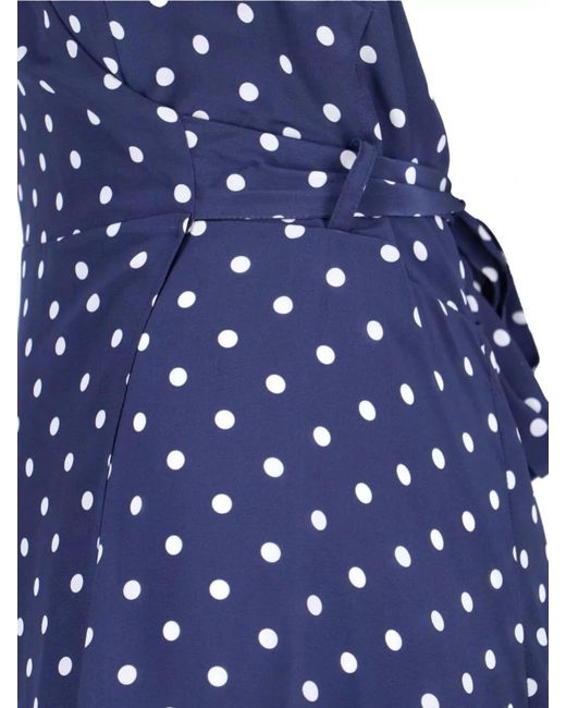 P.A.R.O.S.H. Blue Halter Neck Sleeveless Polka Dot Tie Dress