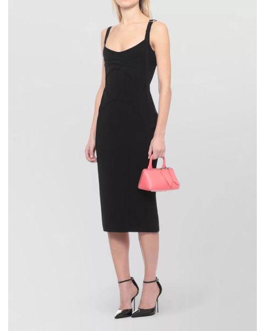 The Attico Black Sleeveless Midi Dress Lace Open Back
