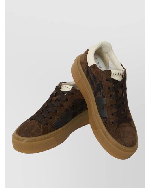 Hogan Brown H705 Lace Up Suede Sneakers