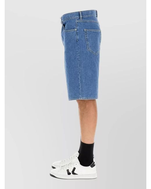 KENZO Blue Denim Bermuda Shorts Himawari Belt Loops for men