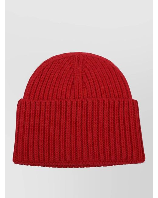 Seafarer Red Logo Wool Beanie Folded Cuff Ribbed