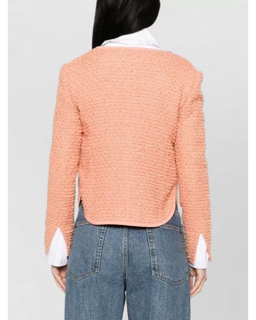 Emporio Armani Pink Virgin Wool Blend Round Neck Long-Sleeve Jacket