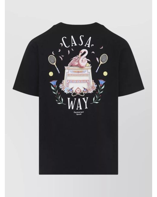 Casablanca Black Casa Way Tennis Graphic Cotton T Shirt for men