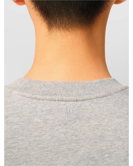 AMI White Heart Friend Cotton Crewneck Sweater for men