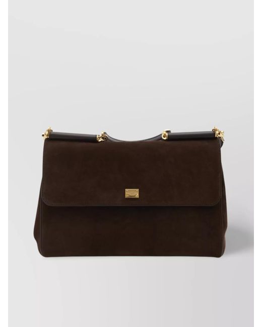 Dolce & Gabbana Brown Sicily Suede Tote Bag With Adjustable Strap
