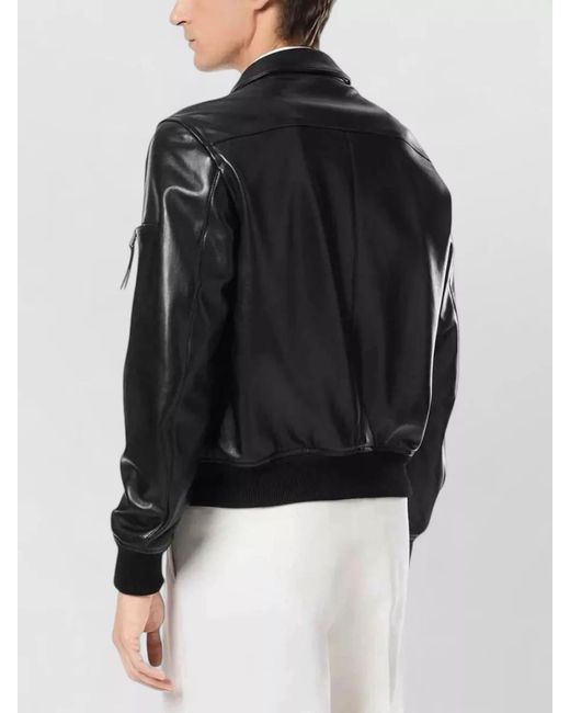 Tom Ford Black Leather Bomber Jacket for men