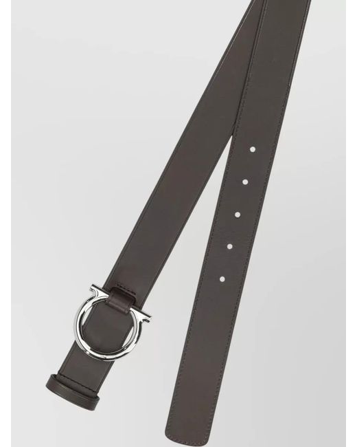 Ferragamo Gray Gancini Leather Belt Adjustable Length Design for men