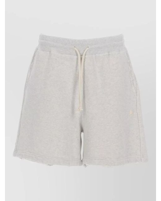 Golden Goose Deluxe Brand White Cotton Shorts Wide Leg Raw Hem Pockets