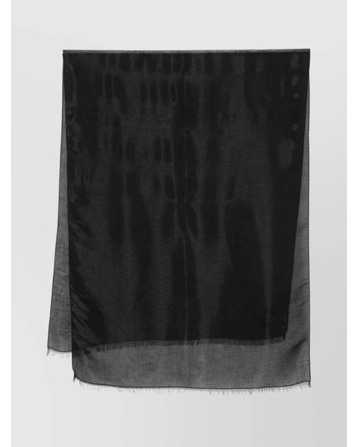 Emporio Armani Black Lightweight Sheer Scarf Fringed Edges