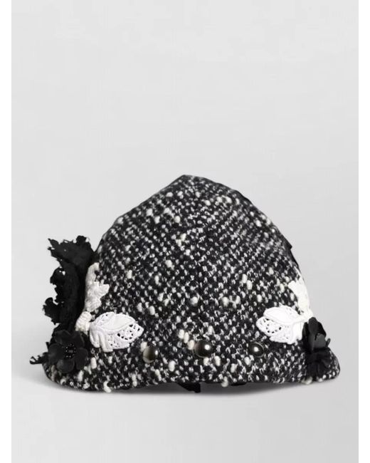Dolce & Gabbana Gray Floral Appliqué Cloche Hat