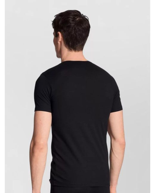 Calida Black Short Sleeve Crew Neck Plain Top for men