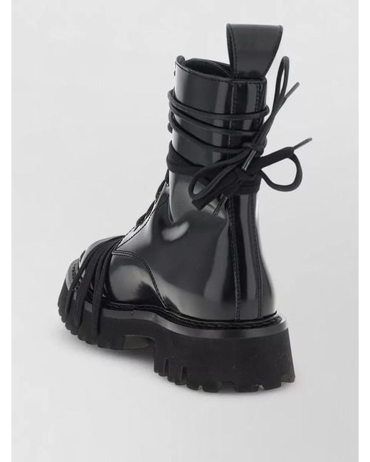 Moschino Black Leather Combat Boots